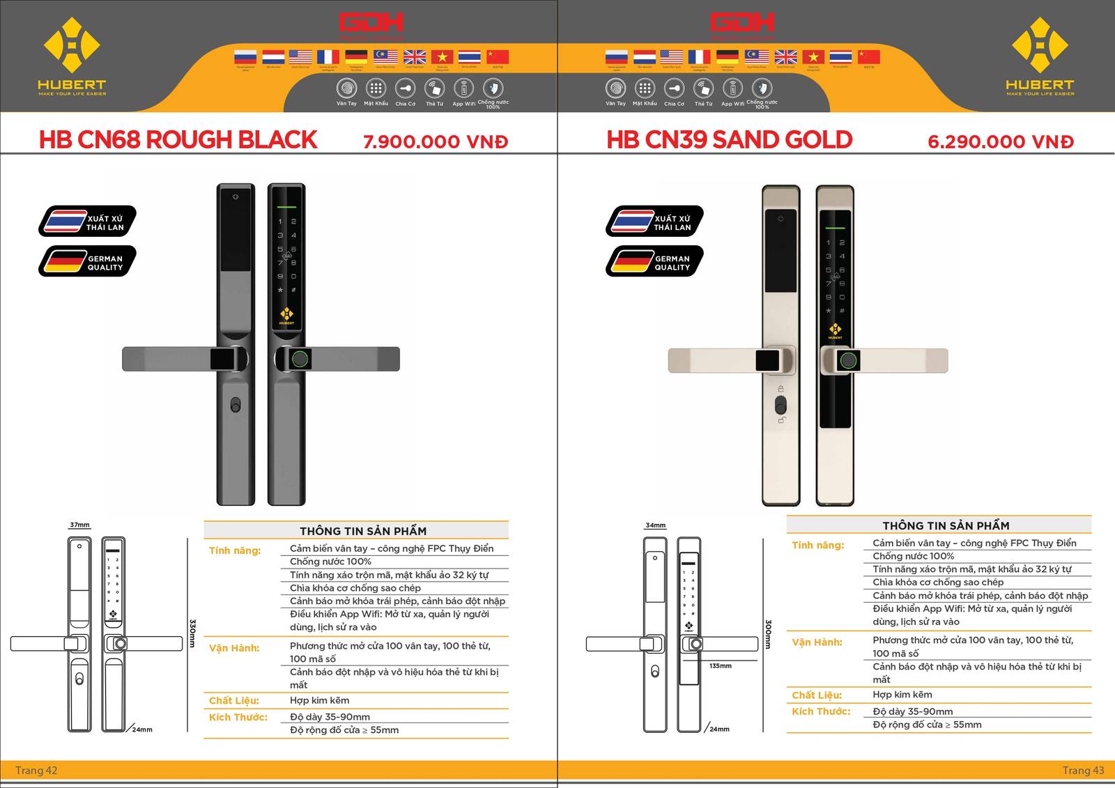 Khóa cửa thông minh HUBERT Catalogue và Bảng giá mới nhất /Page 16